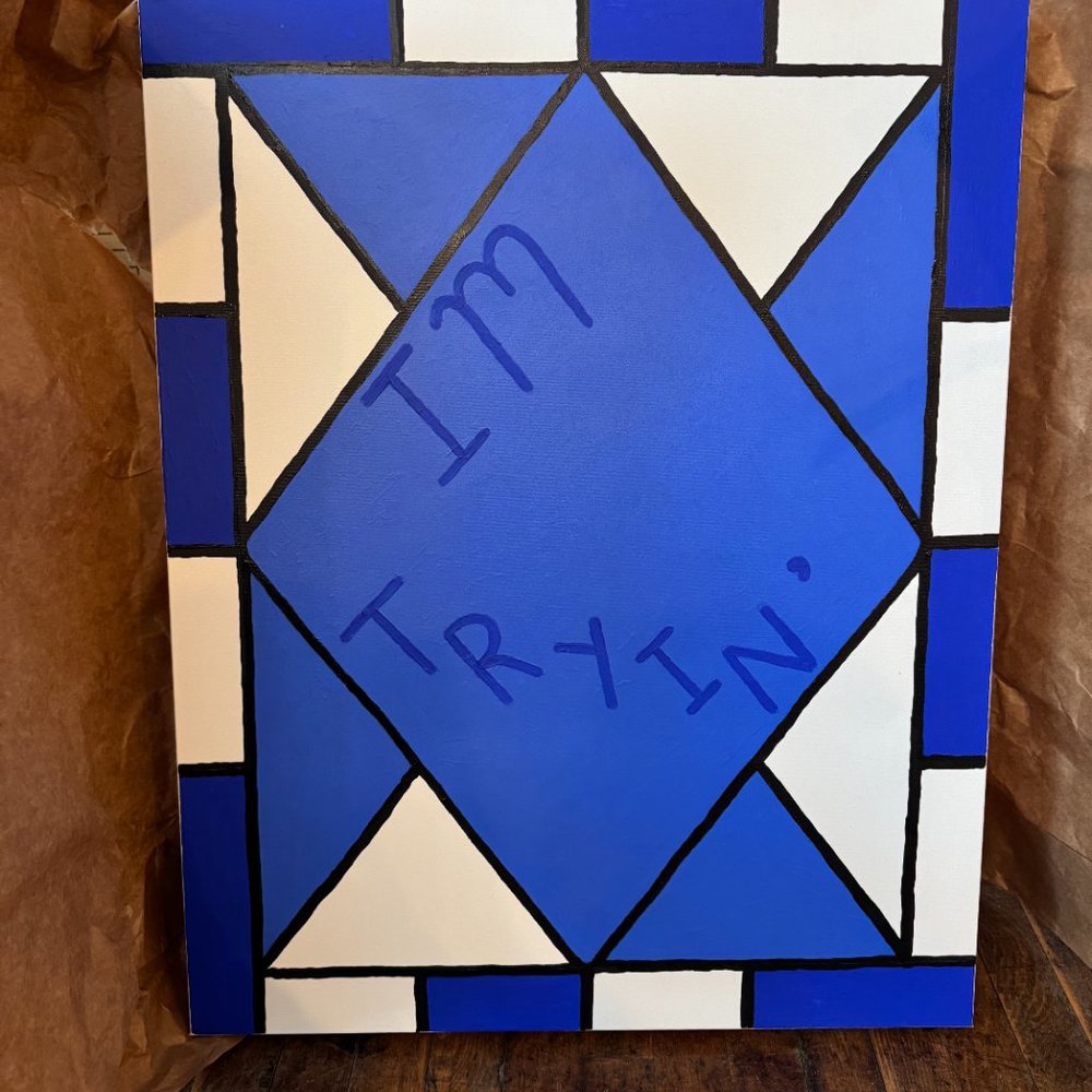 Original "IM FINE" Painting by Nathan Schultz as seen on @reserve_home